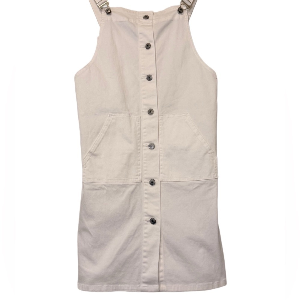 NWT Charlie Paige White Denim Overall Dress • Button‎ Front Pinafore Jumper